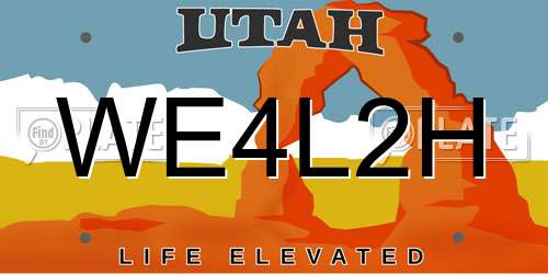 WE4L2H Utah License Plate