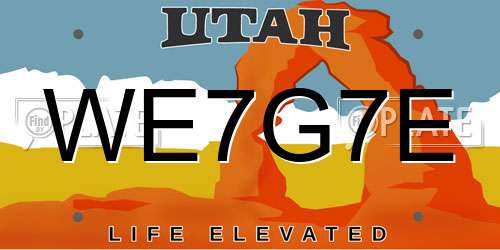 WE7G7E Utah License Plate