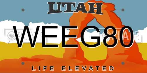 WEEG80 Utah License Plate