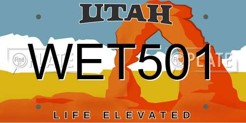 WET501 Utah License Plate