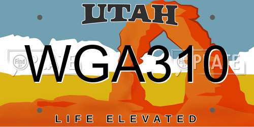WGA310 Utah License Plate