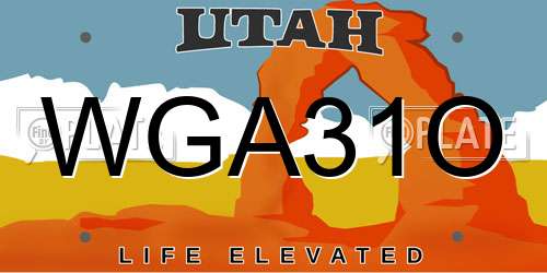 WGA31O Utah License Plate