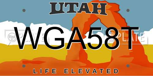 WGA58T Utah License Plate
