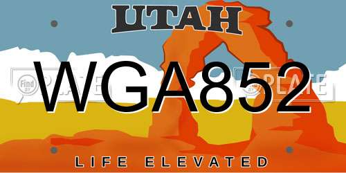 WGA852 Utah License Plate