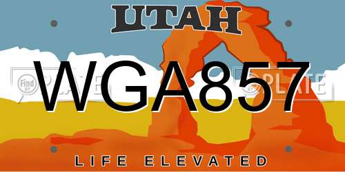 WGA857 Utah License Plate