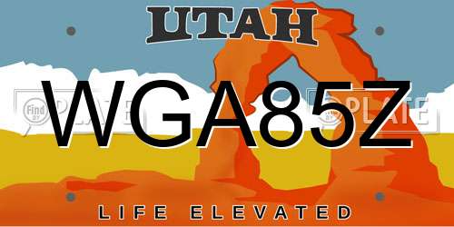 WGA85Z Utah License Plate