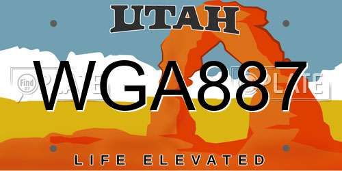 WGA887 Utah License Plate