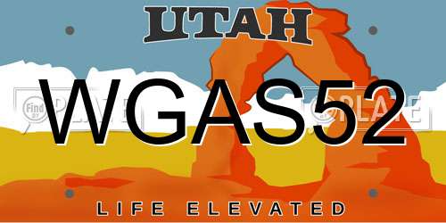 WGAS52 Utah License Plate