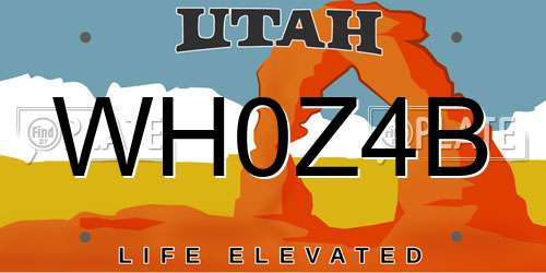 WH0Z4B Utah License Plate