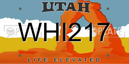 WHI217 Utah License Plate