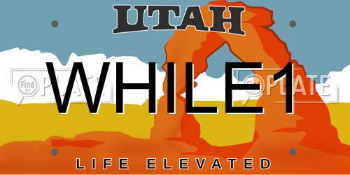 WHILE1 Utah License Plate