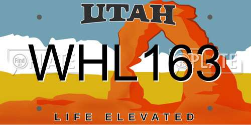 WHL163 Utah License Plate