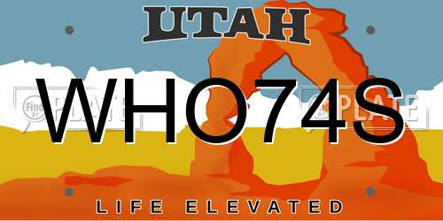 WHO74S Utah License Plate