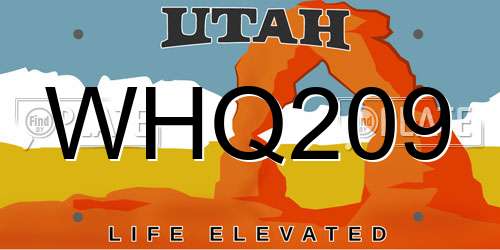 WHQ209 Utah License Plate