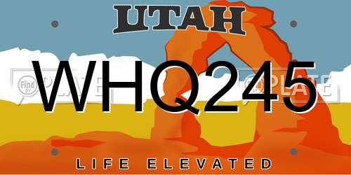 WHQ245 Utah License Plate