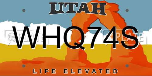 WHQ74S Utah License Plate