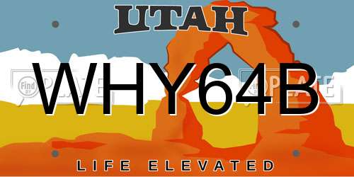 WHY64B Utah License Plate
