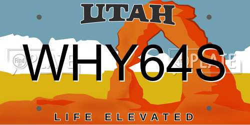 WHY64S Utah License Plate