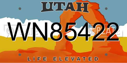 WN85422 Utah License Plate