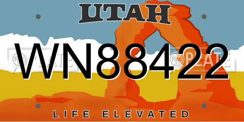 WN88422 Utah License Plate