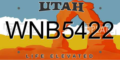 WNB5422 Utah License Plate