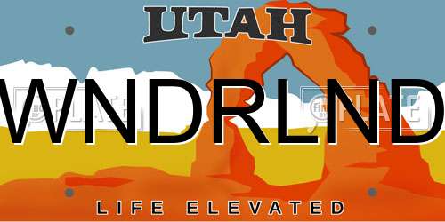 WNDRLND Utah License Plate