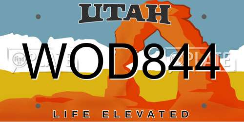 WOD844 Utah License Plate