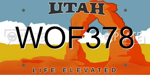 WOF378 Utah License Plate