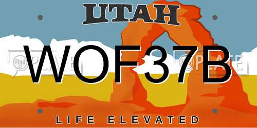 WOF37B Utah License Plate