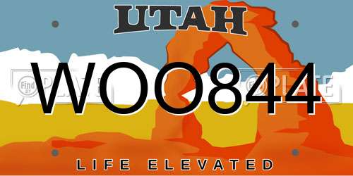 WOO844 Utah License Plate