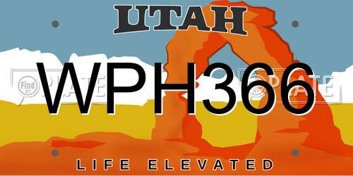 WPH366 Utah License Plate