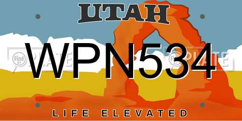 WPN534 Utah License Plate
