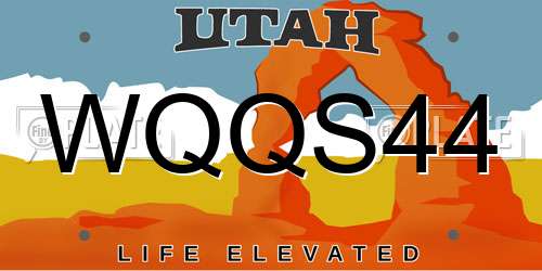 WQQS44 Utah License Plate