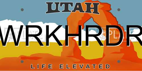 WRKHRDR Utah License Plate