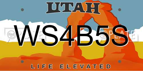 WS4B5S Utah License Plate