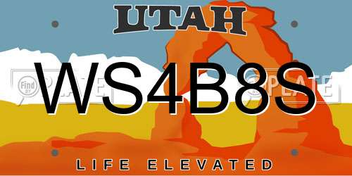 WS4B8S Utah License Plate