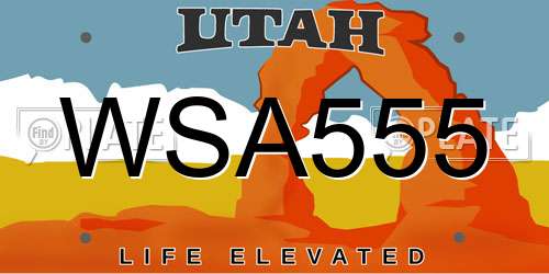 WSA555 Utah License Plate
