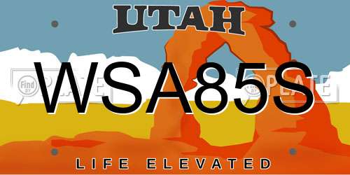 WSA85S Utah License Plate