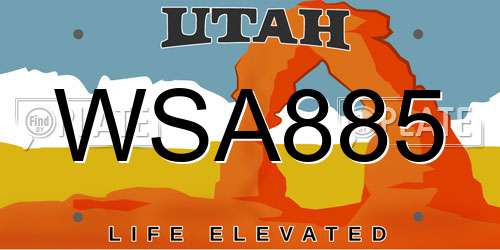 WSA885 Utah License Plate