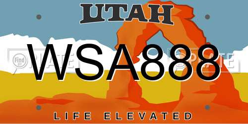 WSA888 Utah License Plate