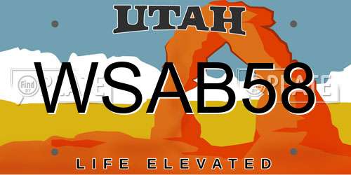 WSAB58 Utah License Plate