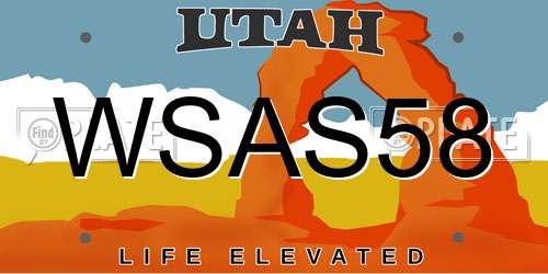 WSAS58 Utah License Plate