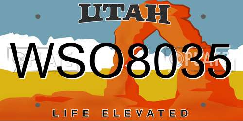 WSO8035 Utah License Plate