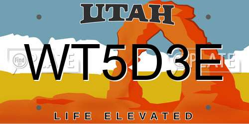 WT5D3E Utah License Plate
