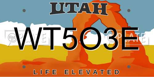 WT5O3E Utah License Plate
