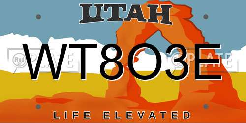 WT8O3E Utah License Plate