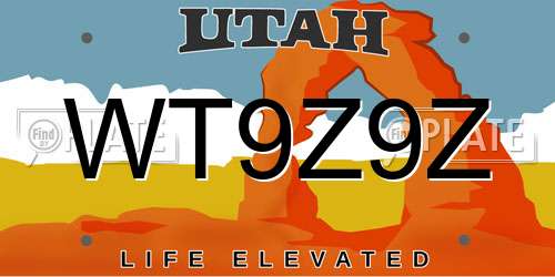 WT9Z9Z Utah License Plate