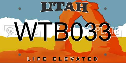 WTB033 Utah License Plate