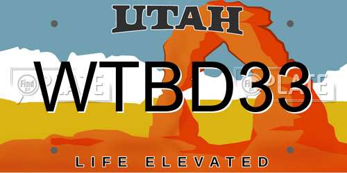 WTBD33 Utah License Plate
