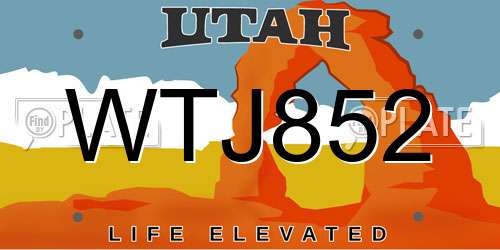 WTJ852 Utah License Plate
